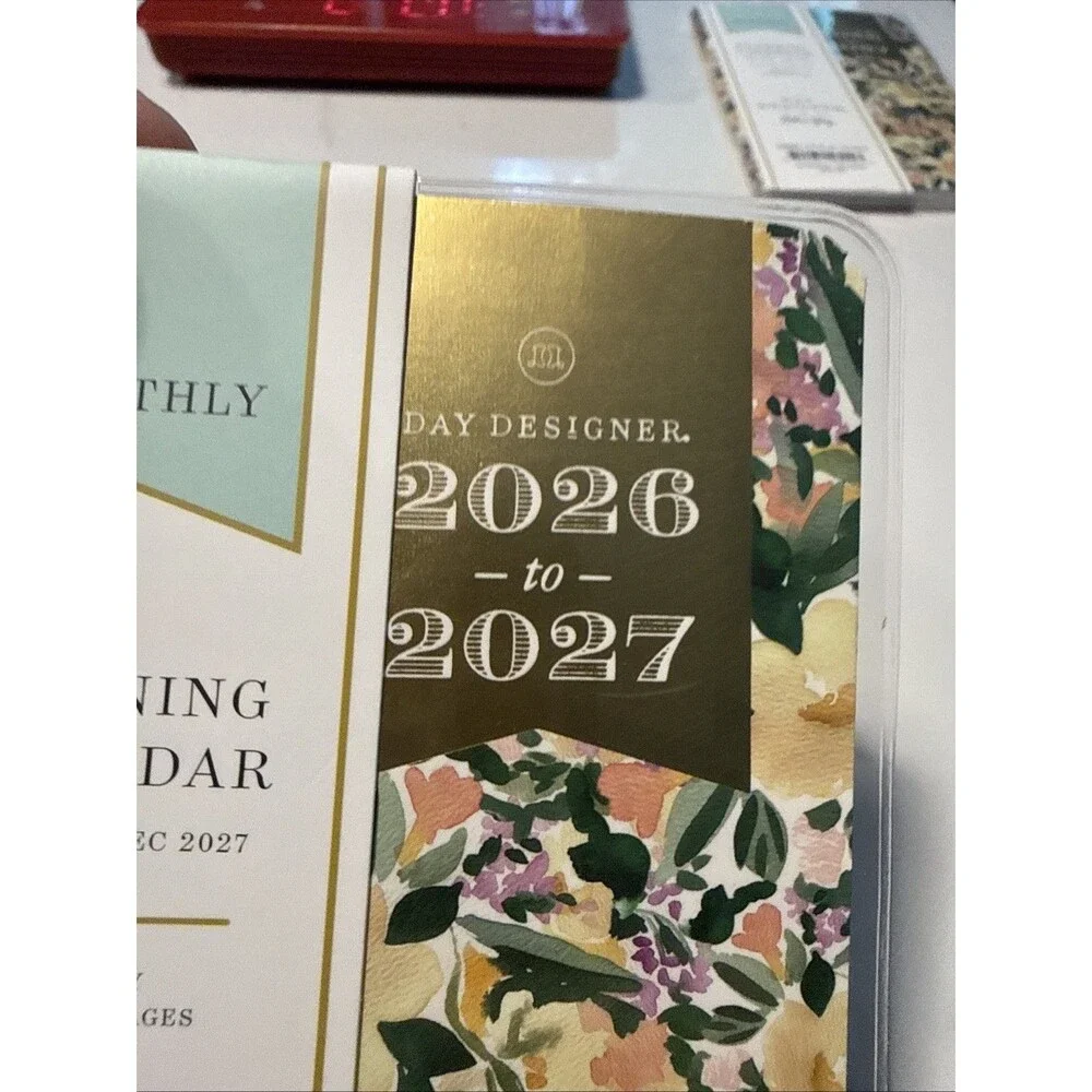 Blue Sky Day Designer 2026 2027 Calendar Planner Monthly Pocket White Floral